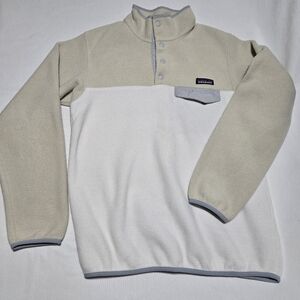 Patagonia Women's Synchilla Snap Fleece Beige White Pullover sz M